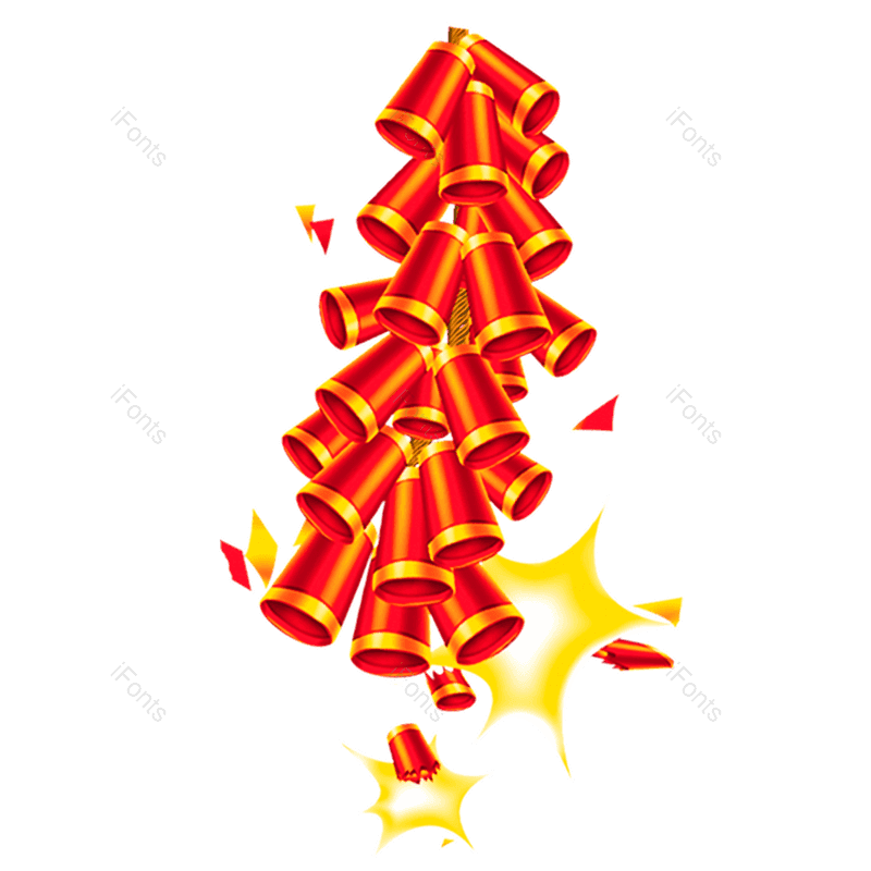 春节图片,鞭炮元素,卡通鞭炮PNG,爆竹免抠素材